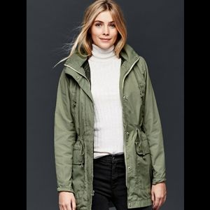 GAP Green Hooded Lined Utility Jacket